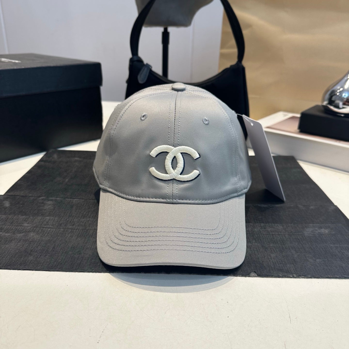 Embroidered Cotton Baseball Cap — Grey