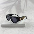Classic Black Cat-Eye Sunglasses with Gold Baroque Temples