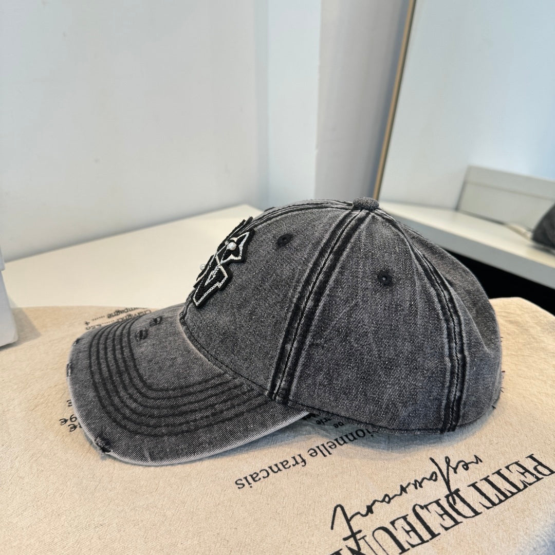 Vintage Distressed Baseball Cap | Washed Denim | Premium Casual Hat