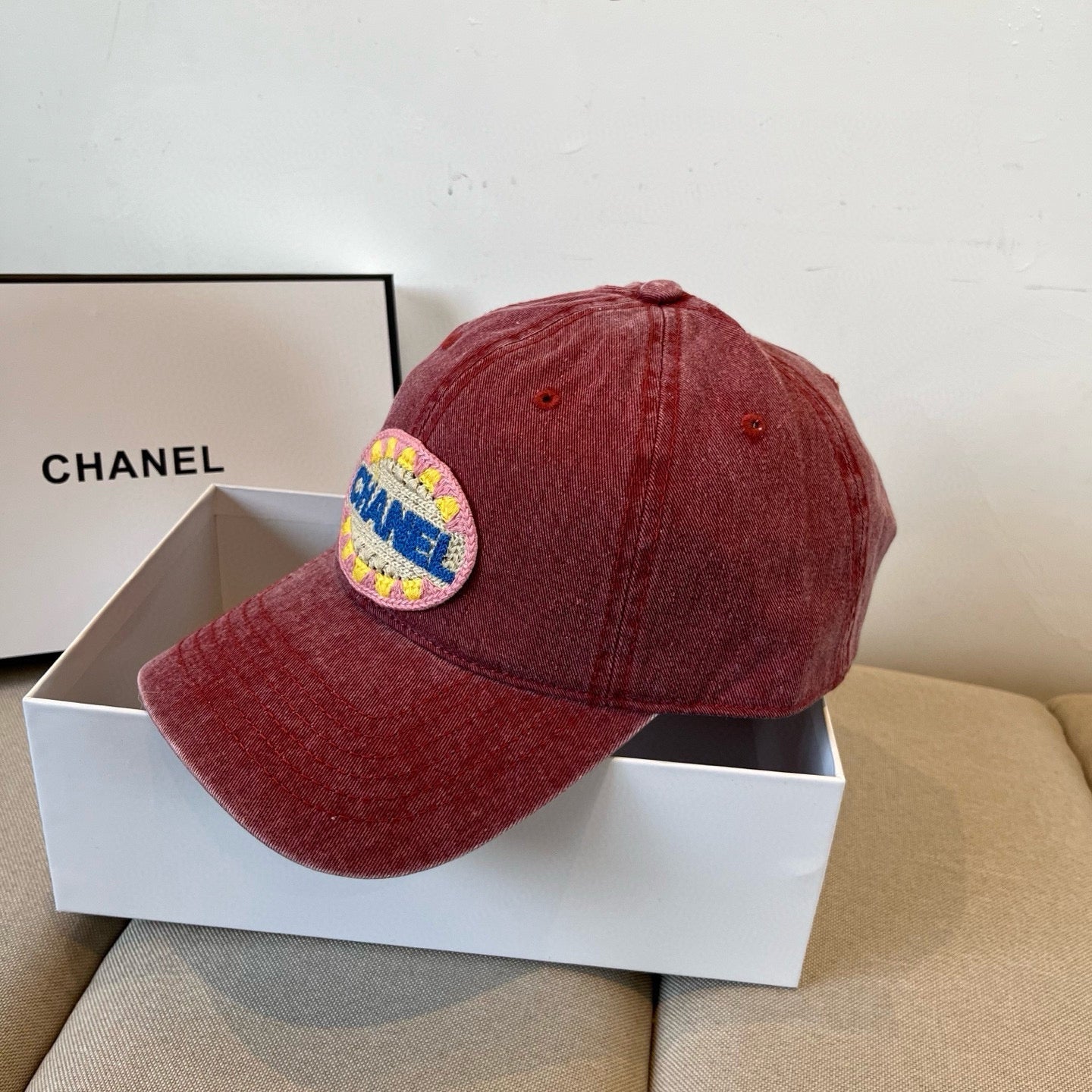 Vintage-Wash Embroidered Baseball Cap, Cotton Adjustable Sun Hat