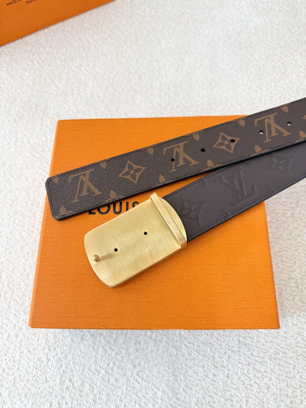Classic Monogram Leather Belt with Premium Steel Buckle, 3.8cm