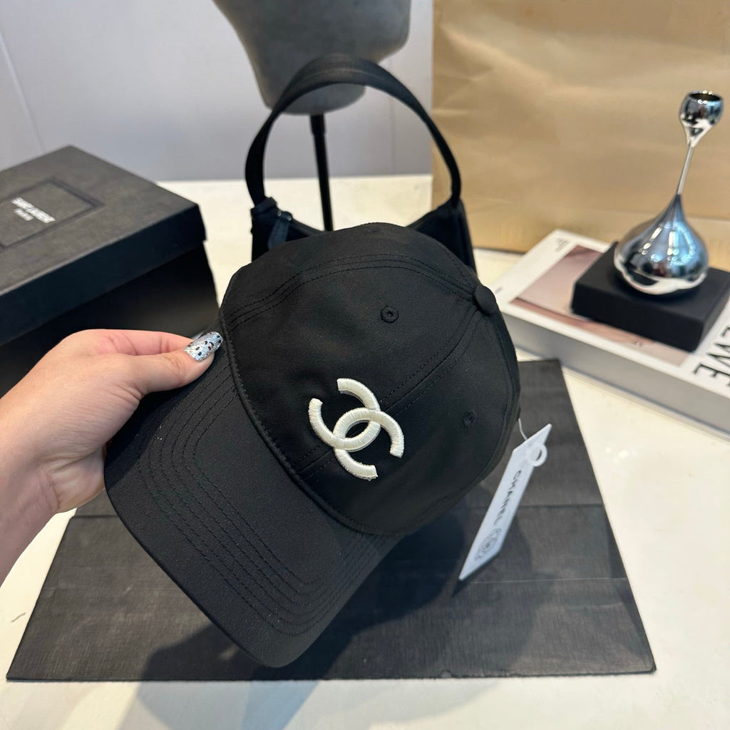 Embroidered Cotton Baseball Cap — Black