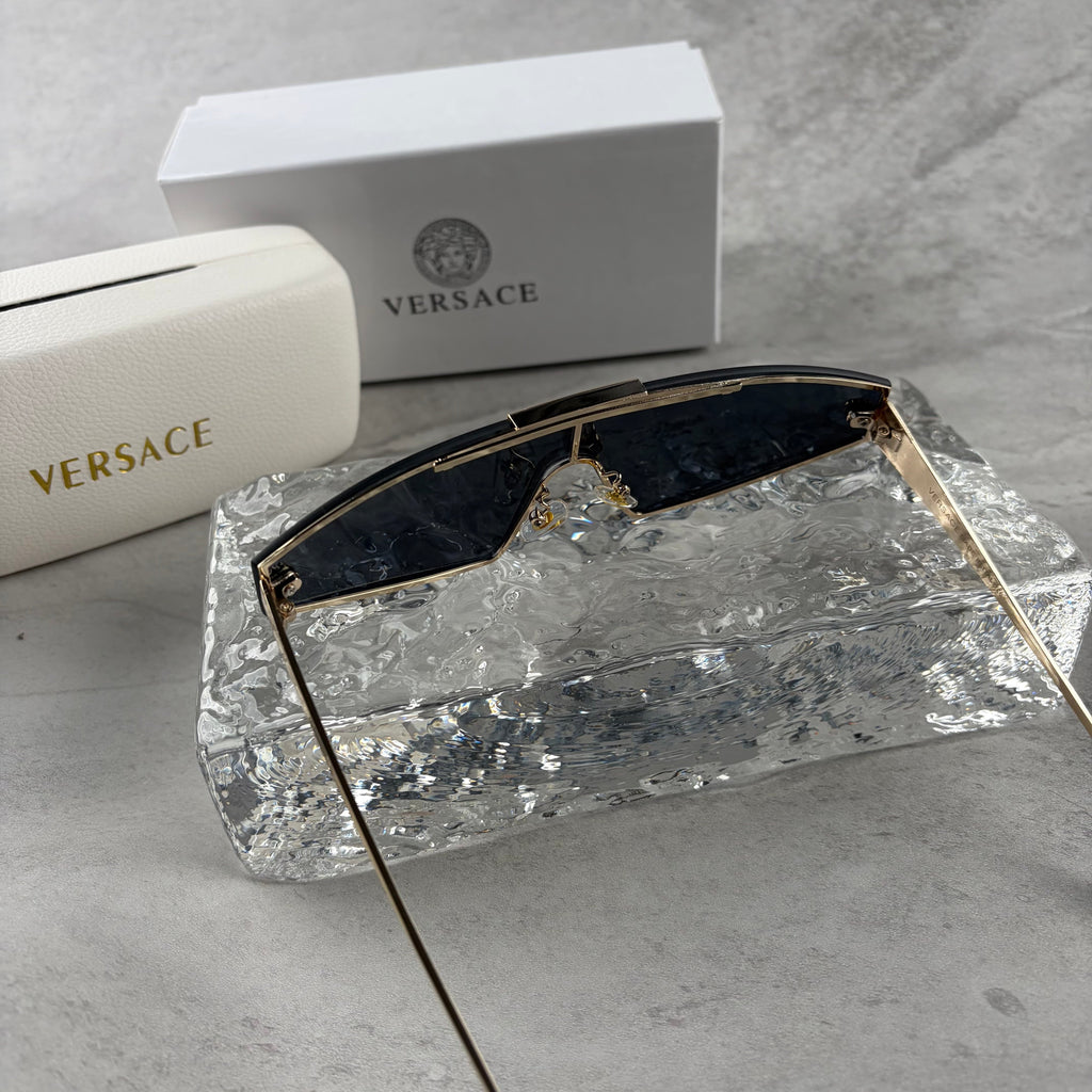 Modern Gold Metal Shield Sunglasses - Unisex UV Protection Eyewear