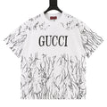 GUCCI 2026 New Arrival: All-Over Digital Print Short-Sleeve T-Shirt featuring Branch-Motif Lettering Logo
