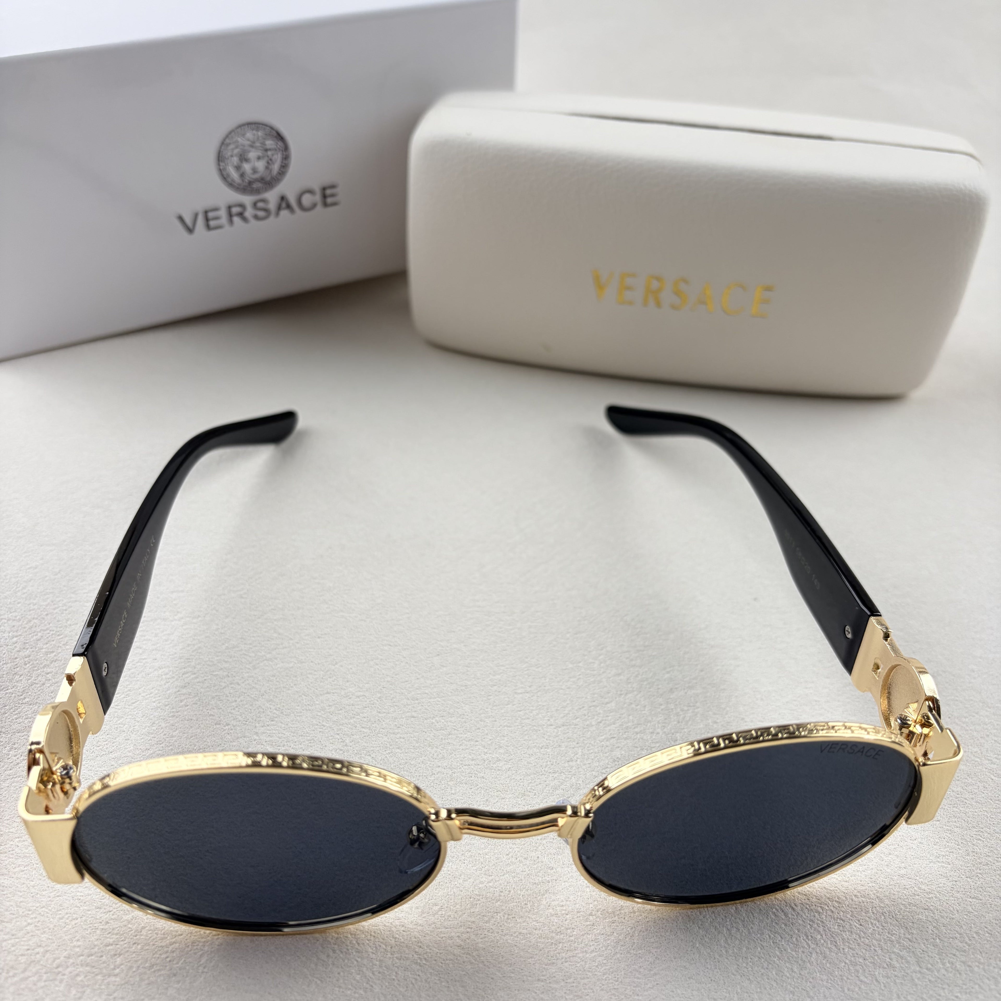 Oval Gold Frame Sunglasses - Premium Metal Designer Shades