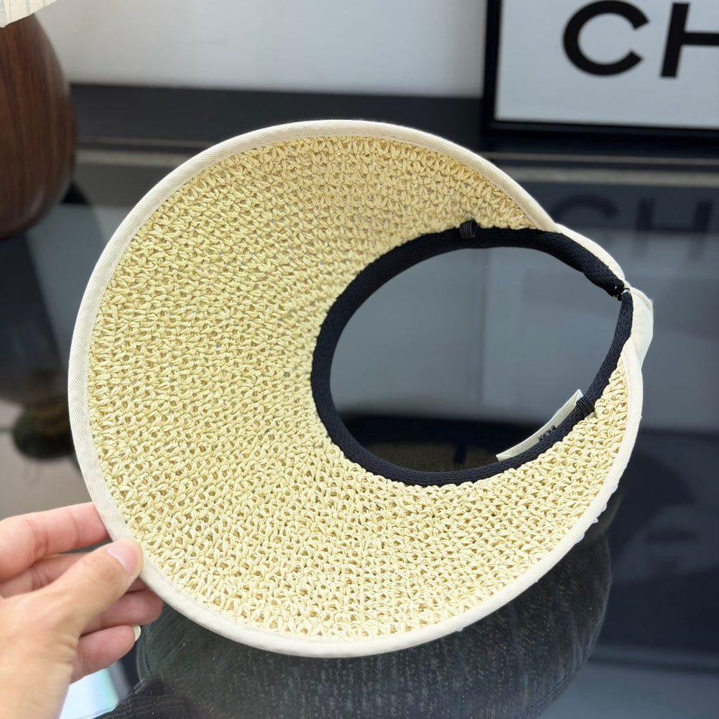 Elegant Polka Dot Sun Visor - Breathable Straw UV Protection Hat