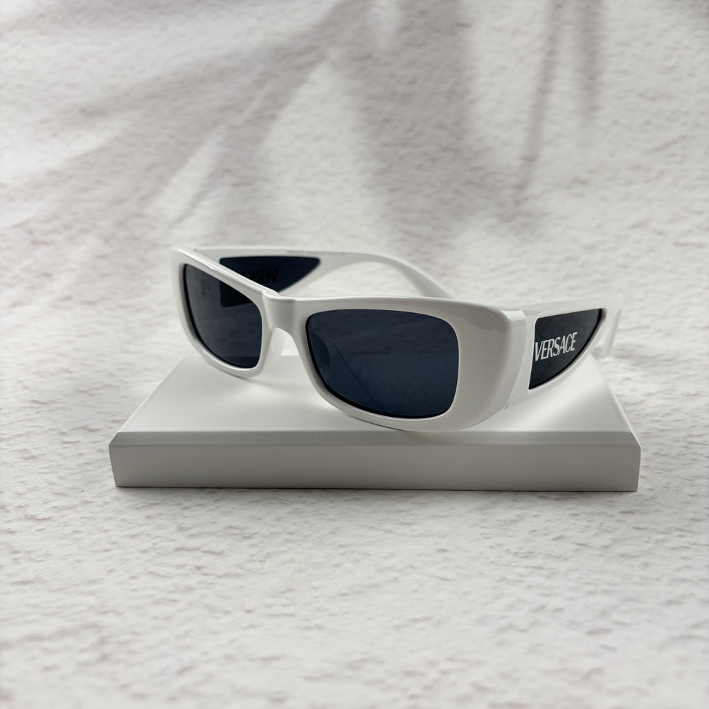 Modern Rectangular White Sunglasses - UV Protection Street Style