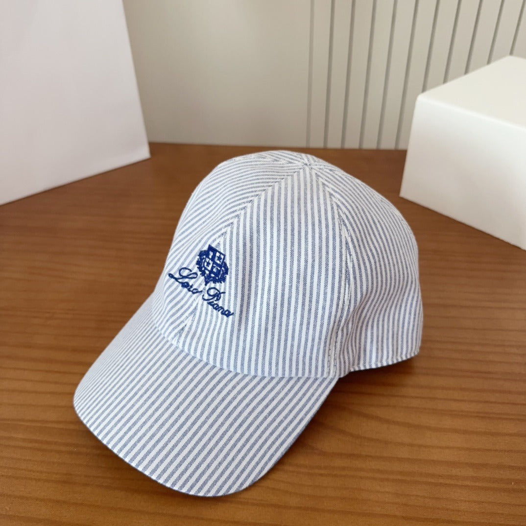 Blue & White Striped Baseball Cap Lightweight