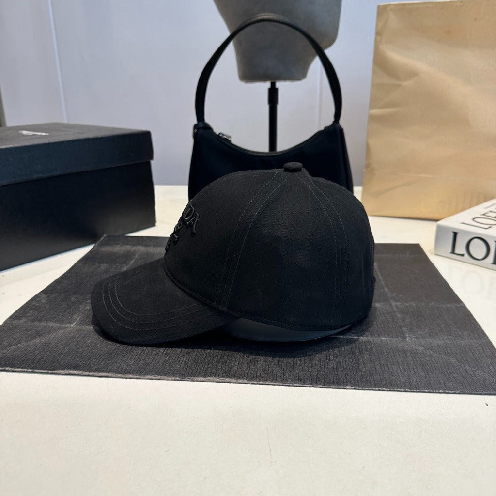 Tonal Embroidered Baseball Cap — Black