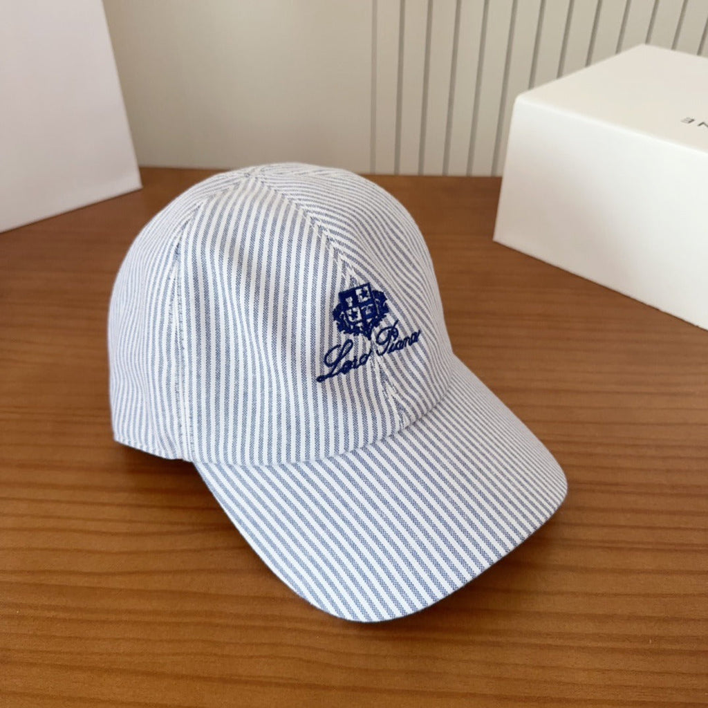 Blue & White Striped Baseball Cap Lightweight