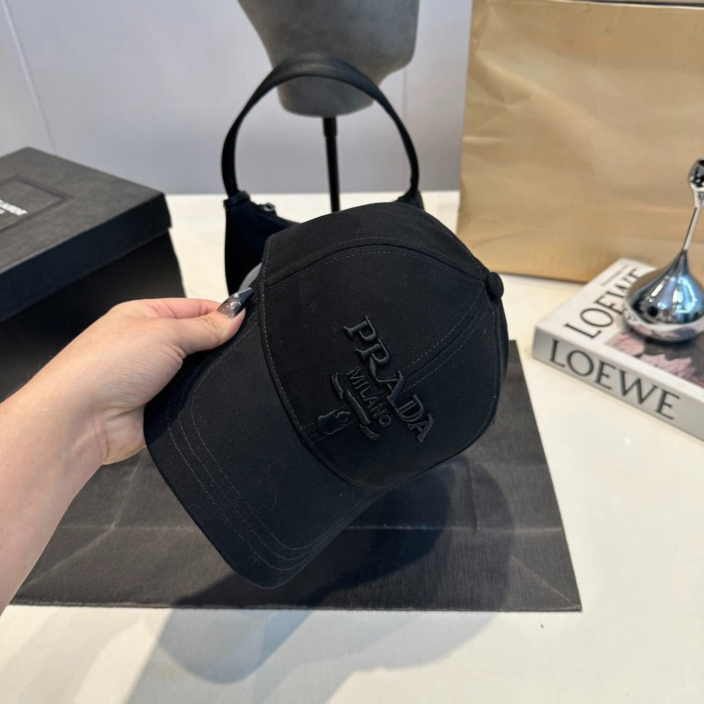 Tonal Embroidered Baseball Cap — Black
