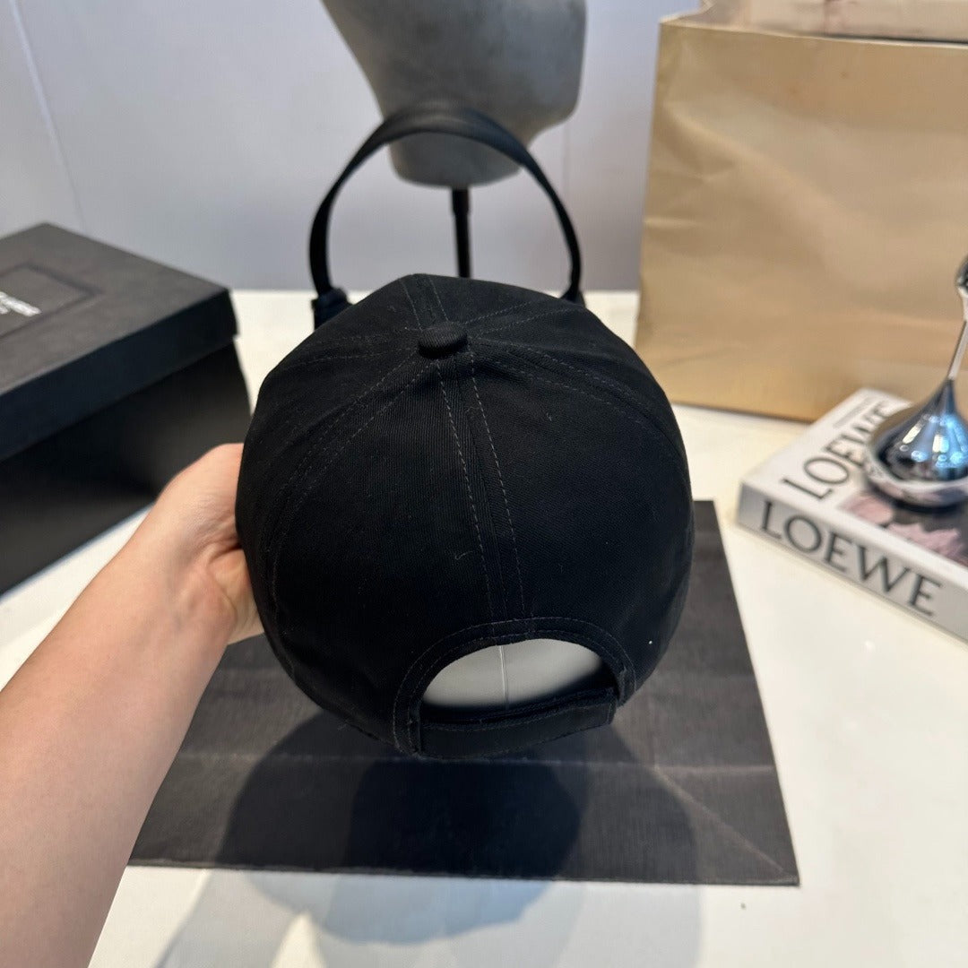 Tonal Embroidered Baseball Cap — Black