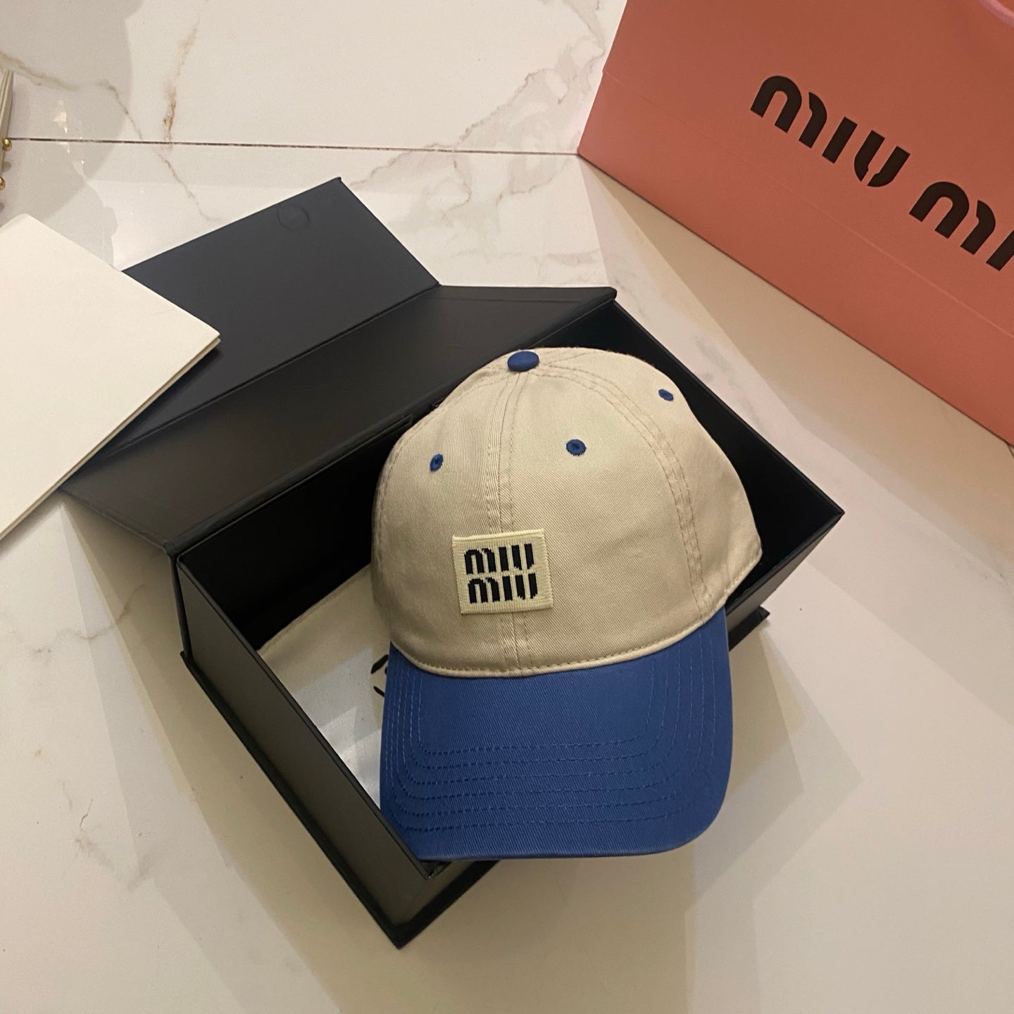 MiuMiu Color-Blocked Logo Baseball Cap